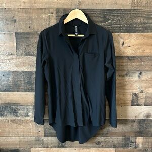 Athleta Urbanite Button Down Shirt Black XS | Oversized Travel Work Top EUC
